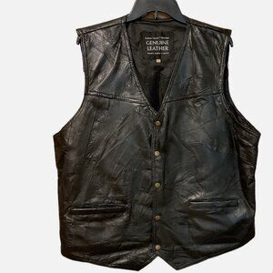 Italian Stone Design Men's Genuine Leather Snap Front Vest, XXL